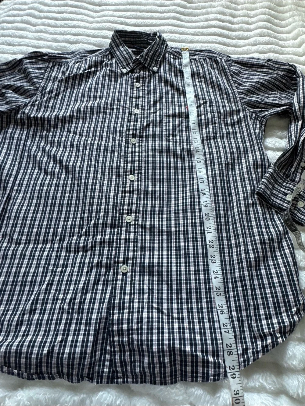 U.S. Polo Assn Men’s Large Plaid Button Down Shirt Navy Red 100% Cotton